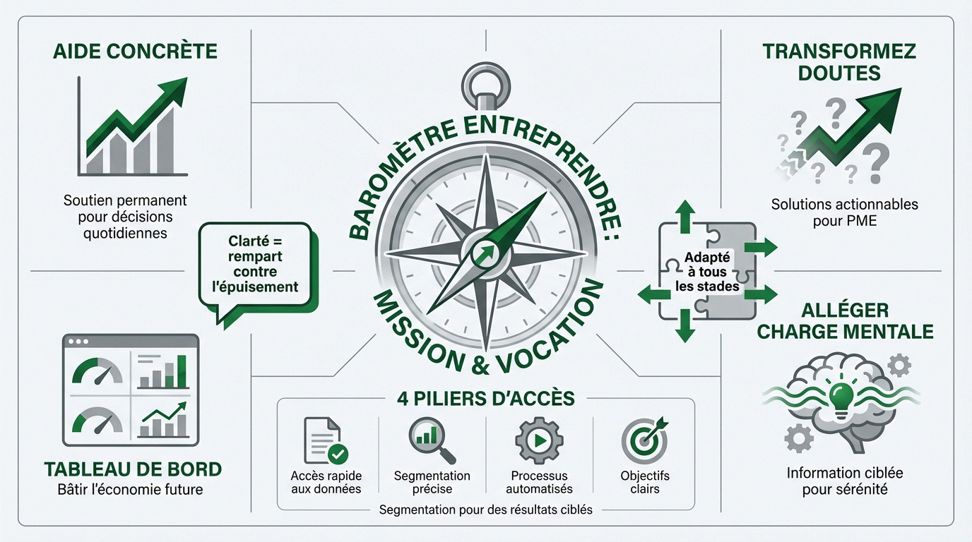 Interface de l'outil Barometre Entreprendre affichant des graphiques d'aide à la décision pour entrepreneurs