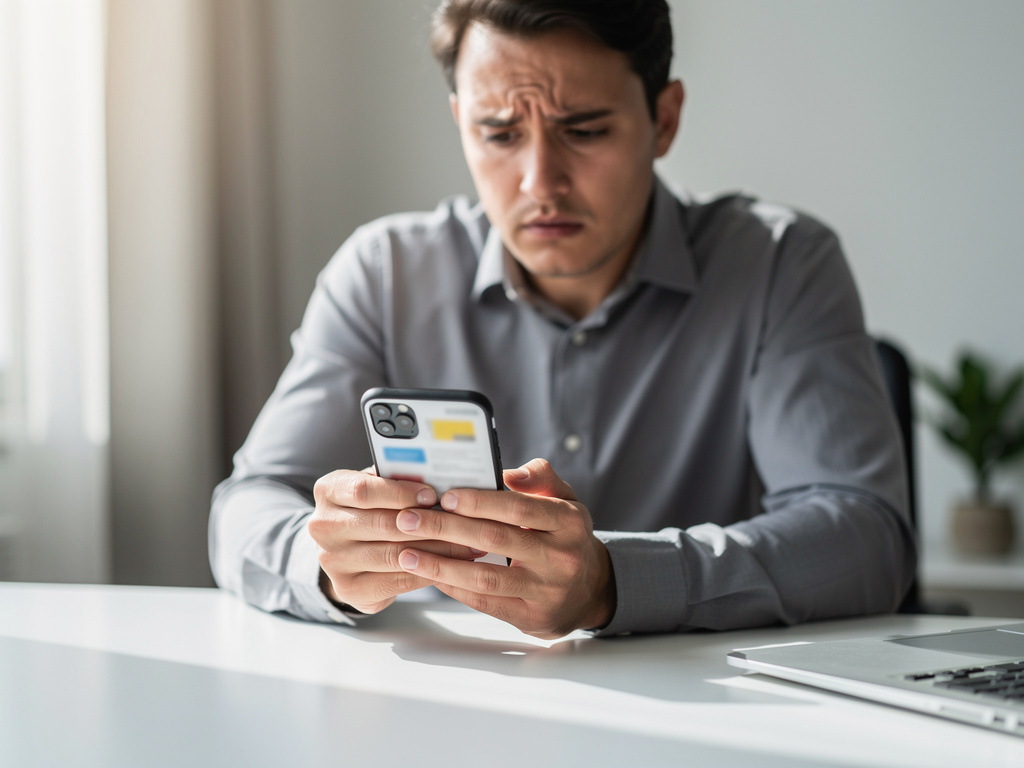 Personne vérifiant une transaction bancaire suspecte sur smartphone
