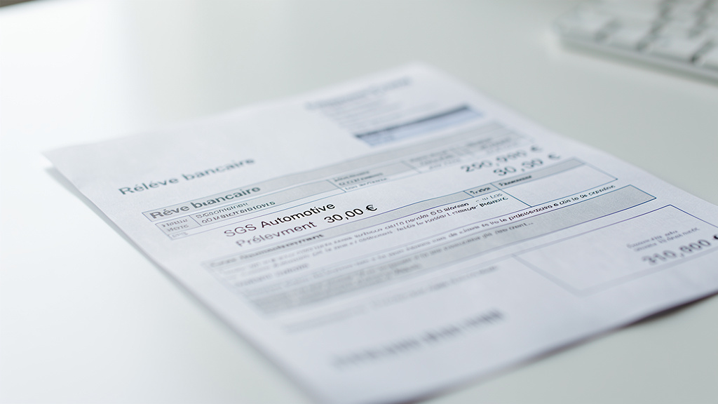 Relevé bancaire avec prélèvement SGS Automotive 30 euros