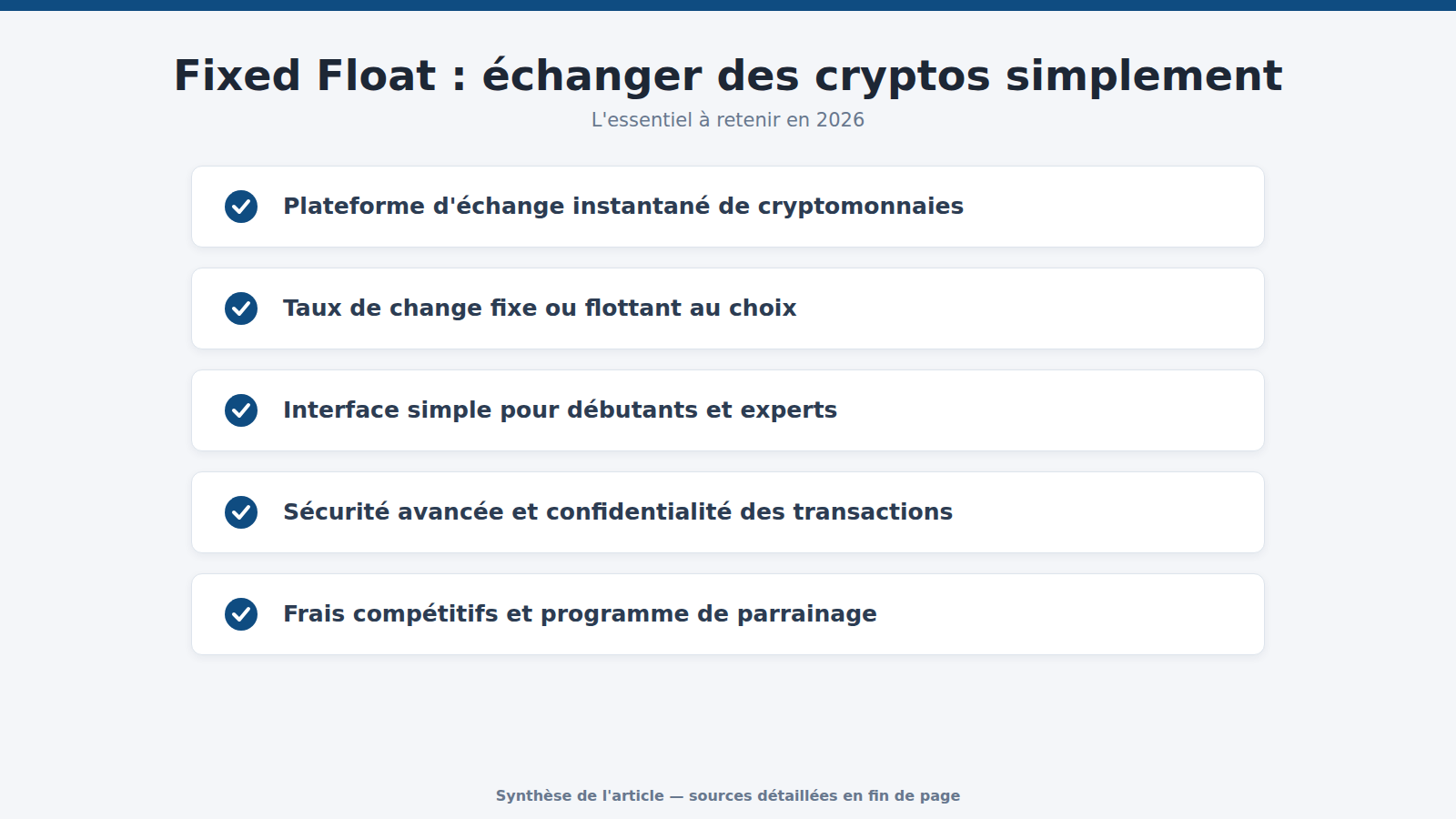 Fixed Float : échanger des cryptos simplement : l'essentiel à retenir (2026)