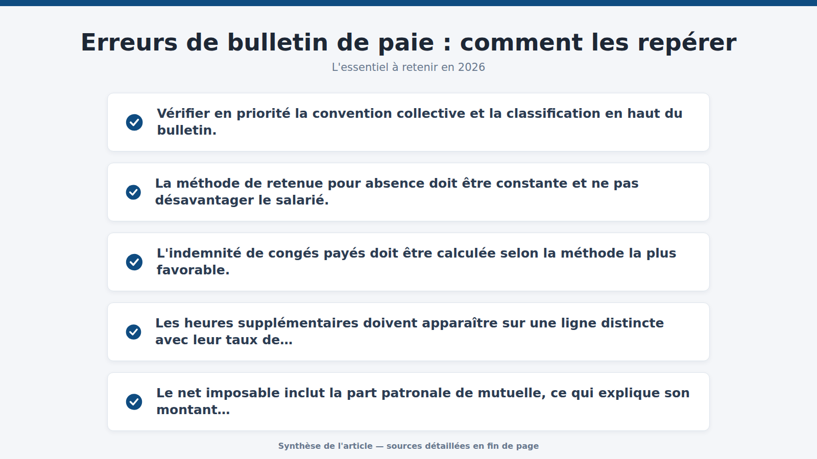 Erreurs de bulletin de paie : comment les repérer : l'essentiel à retenir (2026)