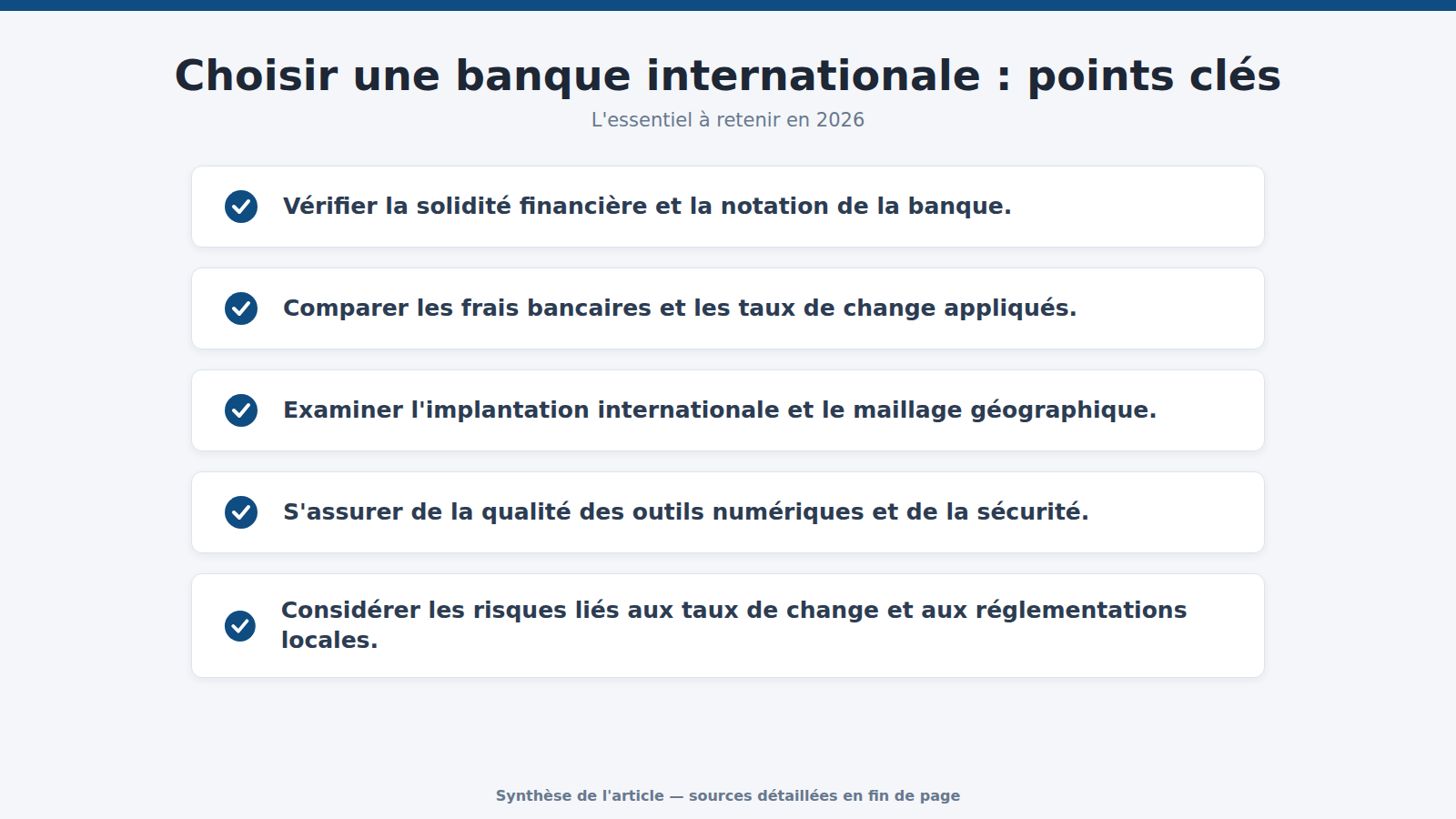 Choisir une banque internationale : points clés : l'essentiel à retenir (2026)