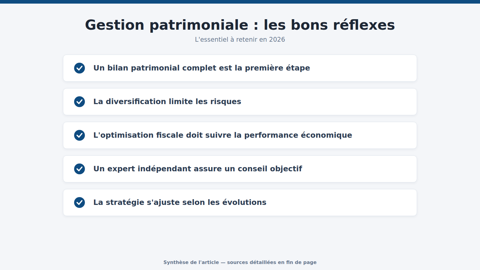 Gestion patrimoniale : les bons réflexes : l'essentiel à retenir (2026)