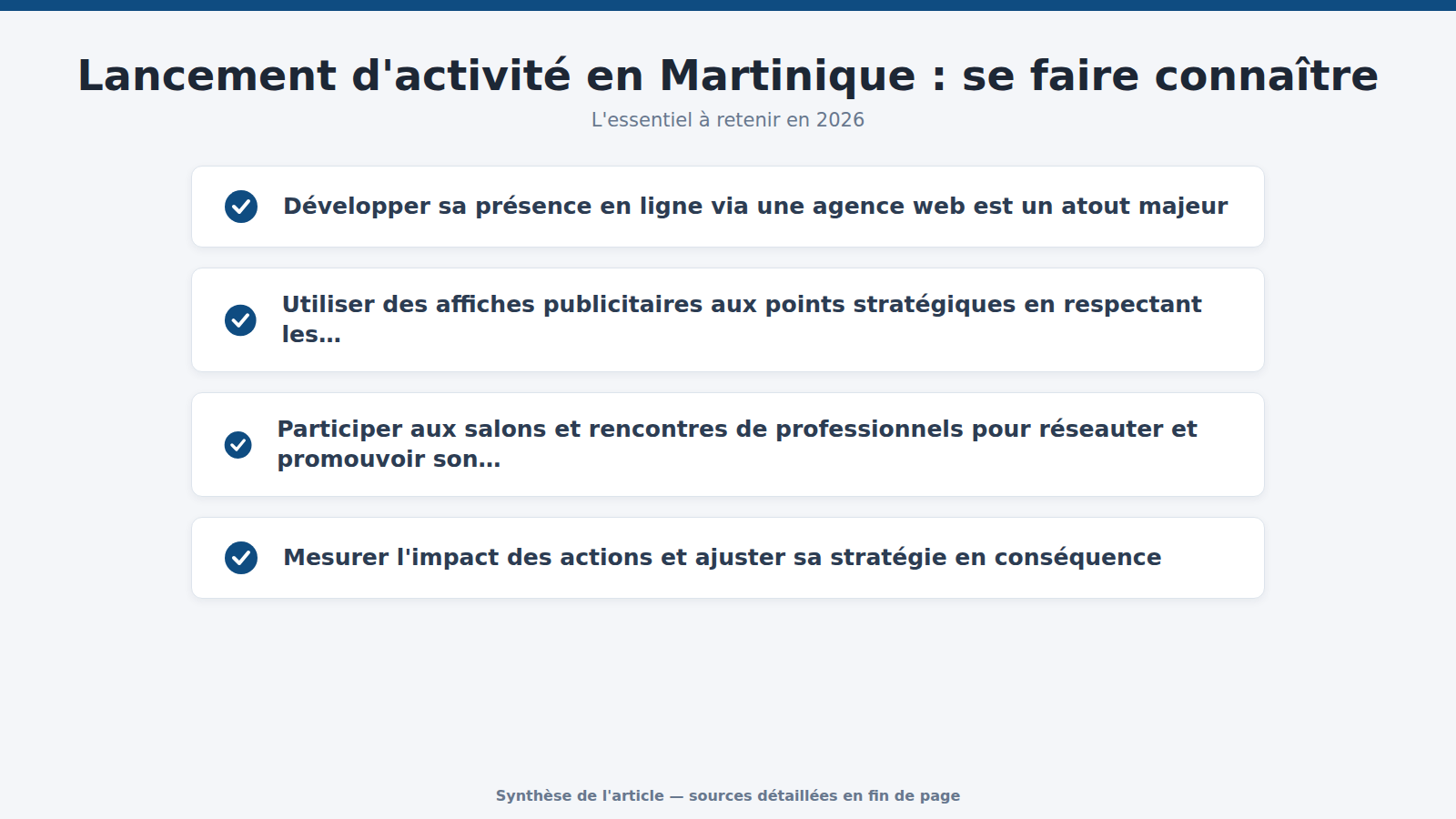 Lancement d'activité en Martinique : se faire connaître : l'essentiel à retenir (2026)