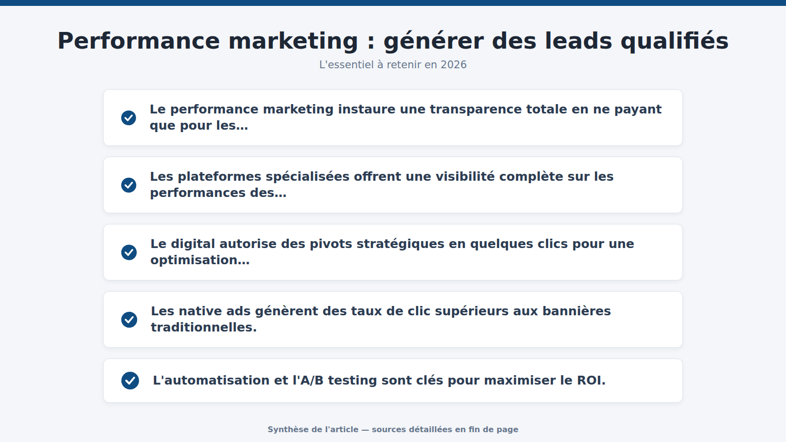 Performance marketing : générer des leads qualifiés : l'essentiel à retenir (2026)