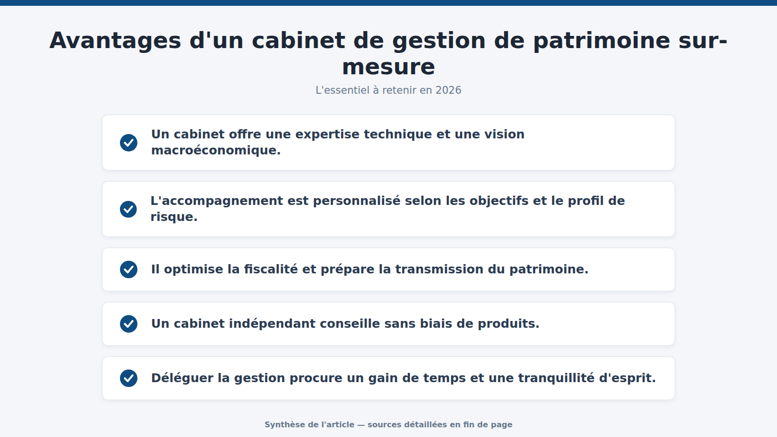 Avantages d'un cabinet de gestion de patrimoine sur-mesure : l'essentiel à retenir (2026)
