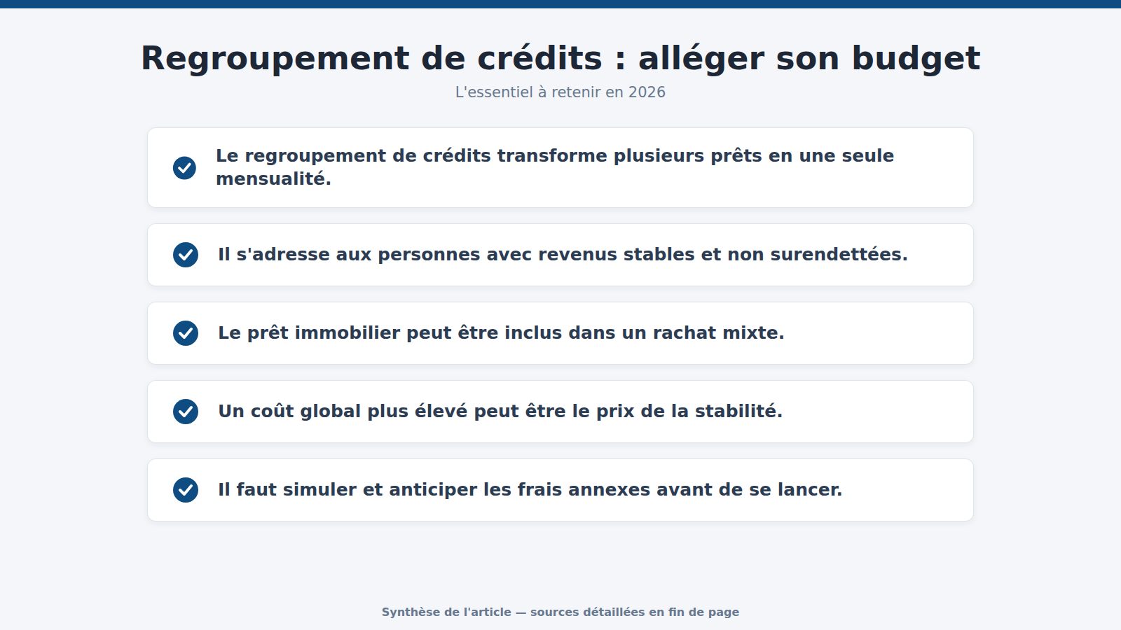 Regroupement de crédits : alléger son budget : l'essentiel à retenir (2026)