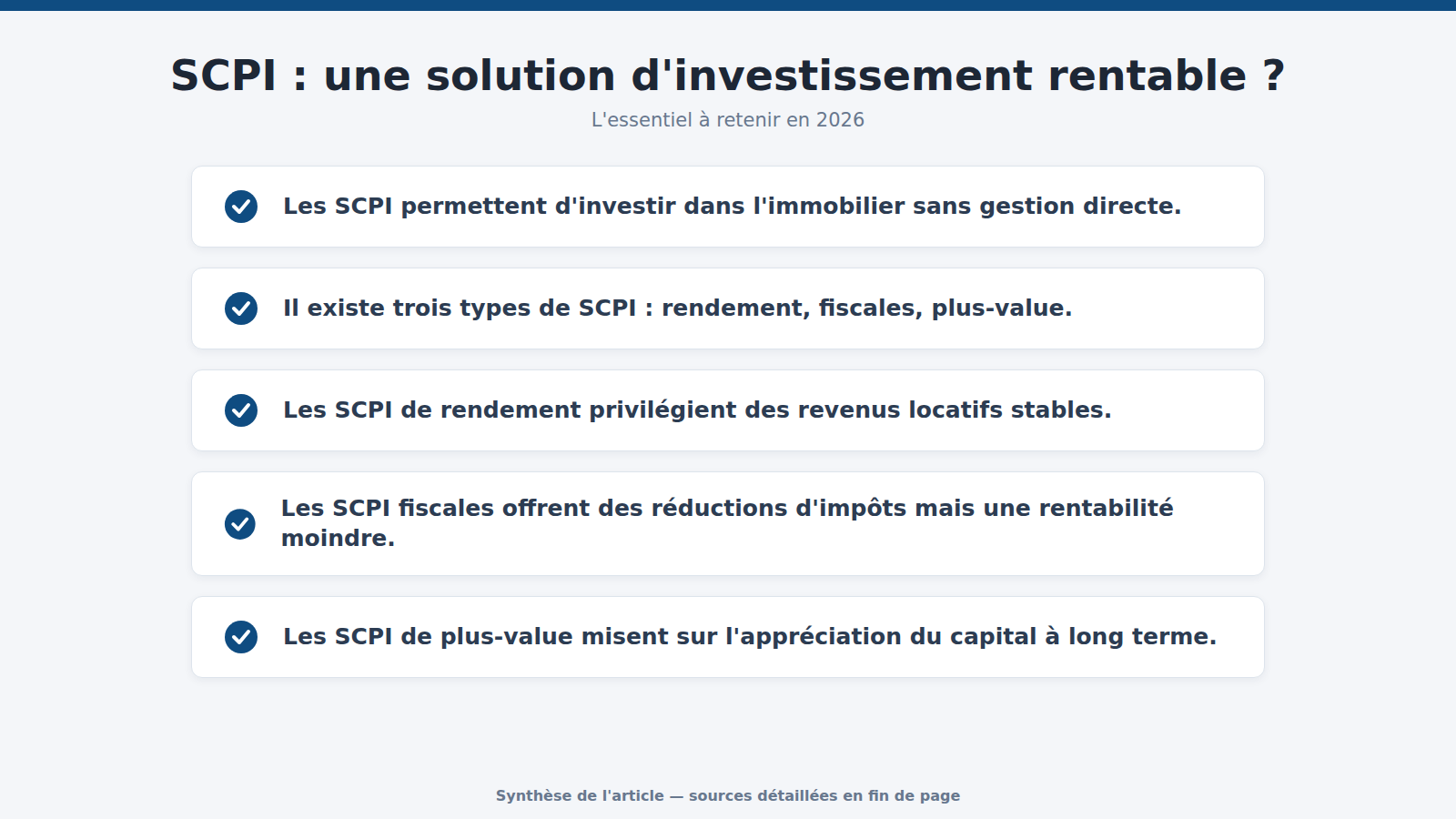 SCPI : une solution d'investissement rentable ? : l'essentiel à retenir (2026)