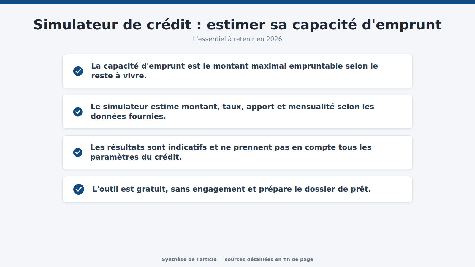 Simulateur de crédit : estimer sa capacité d'emprunt : l'essentiel à retenir (2026)