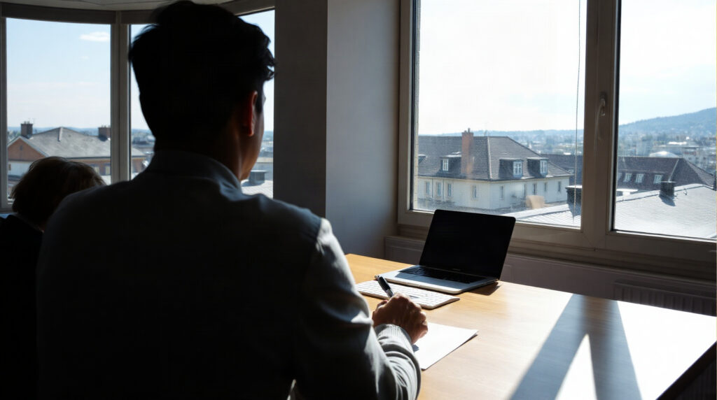 Comptable en fiduciaire à Genève analysant des documents financiers