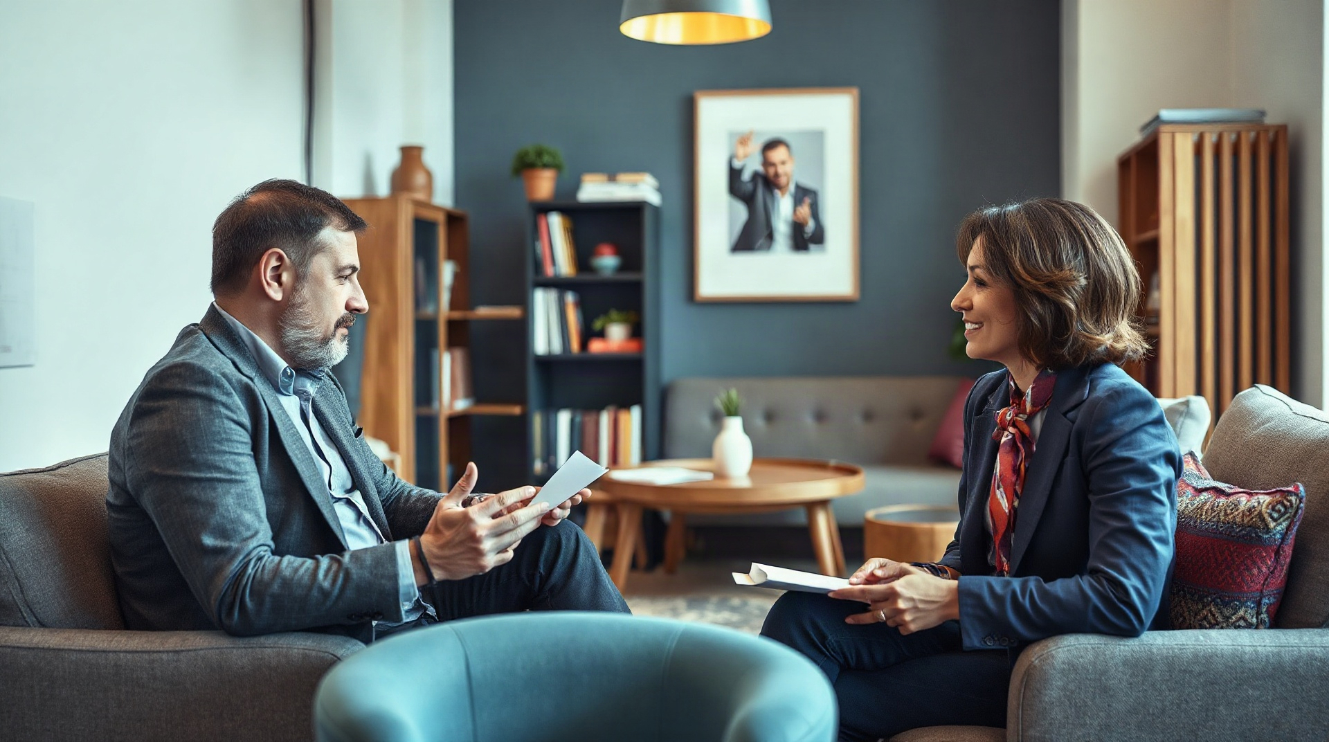 Conseiller financier en entretien avec un client