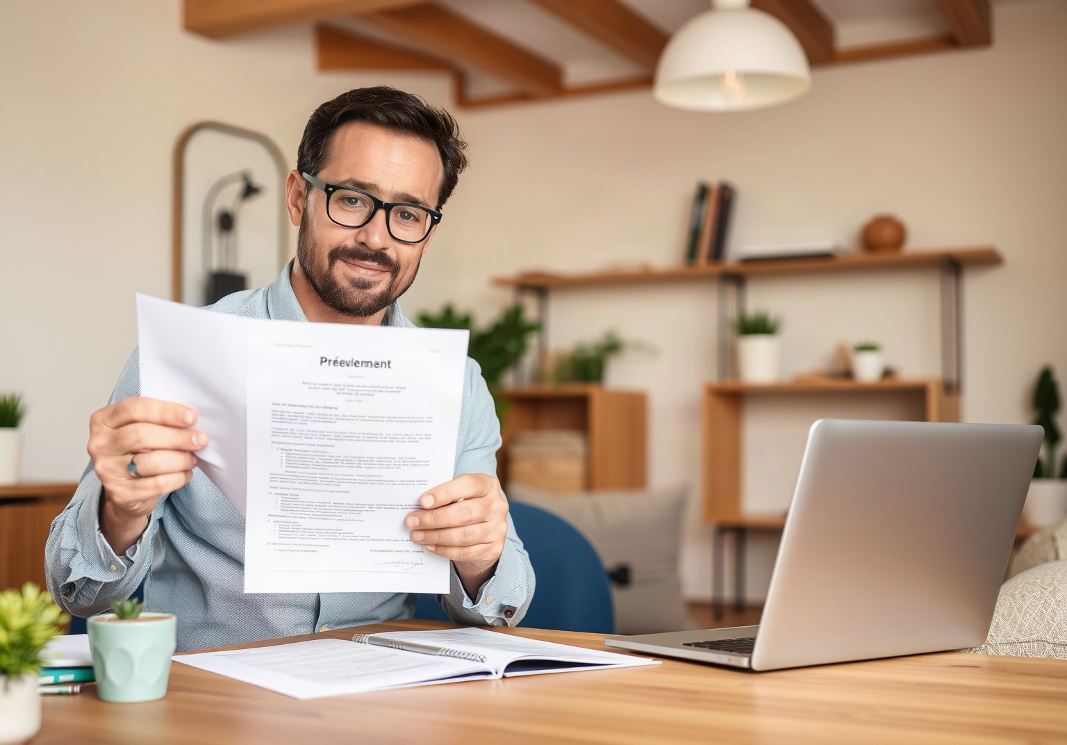 Conseiller financier présentant un contrat de prélèvement à un client