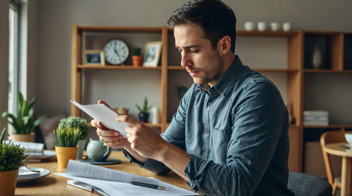 Homme consultant son relevé bancaire