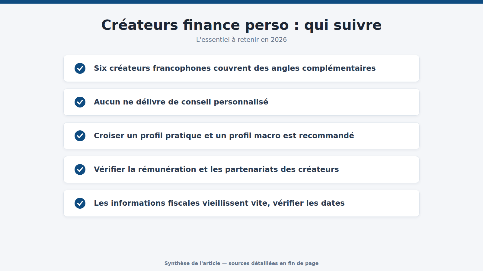 Créateurs finance perso : qui suivre : l'essentiel à retenir (2026)