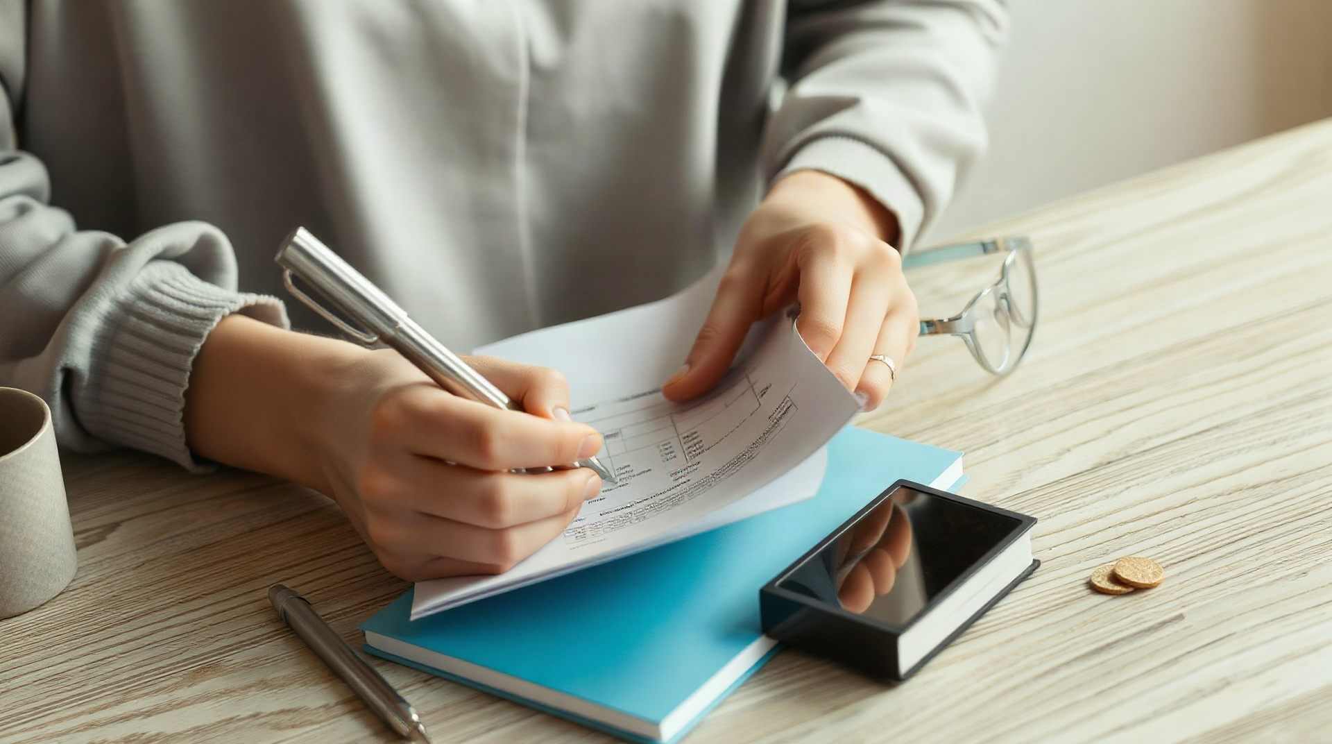 Mains complétant un formulaire de mandat de prélèvement bancaire