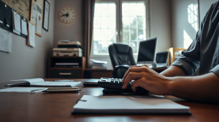 Combien coûte un salarié à une petite entreprise en 2026 ? Chef d'entreprise analysant des fiches de paie