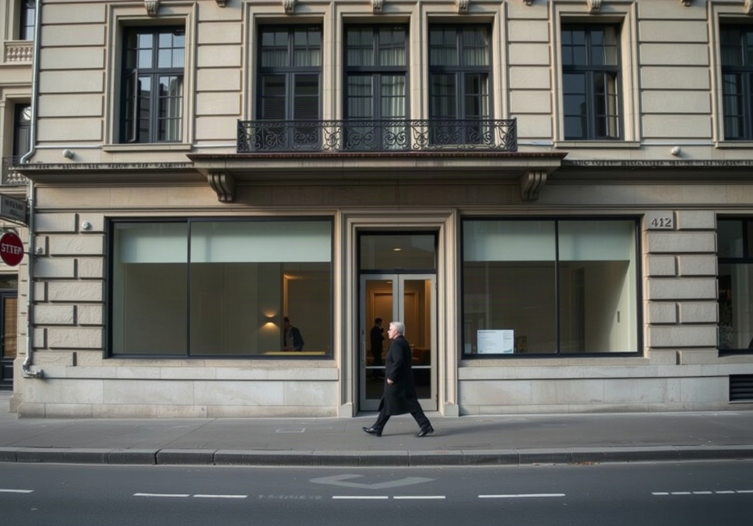 Façade d'un immeuble d'affaires dans le quartier de Rive à Genève