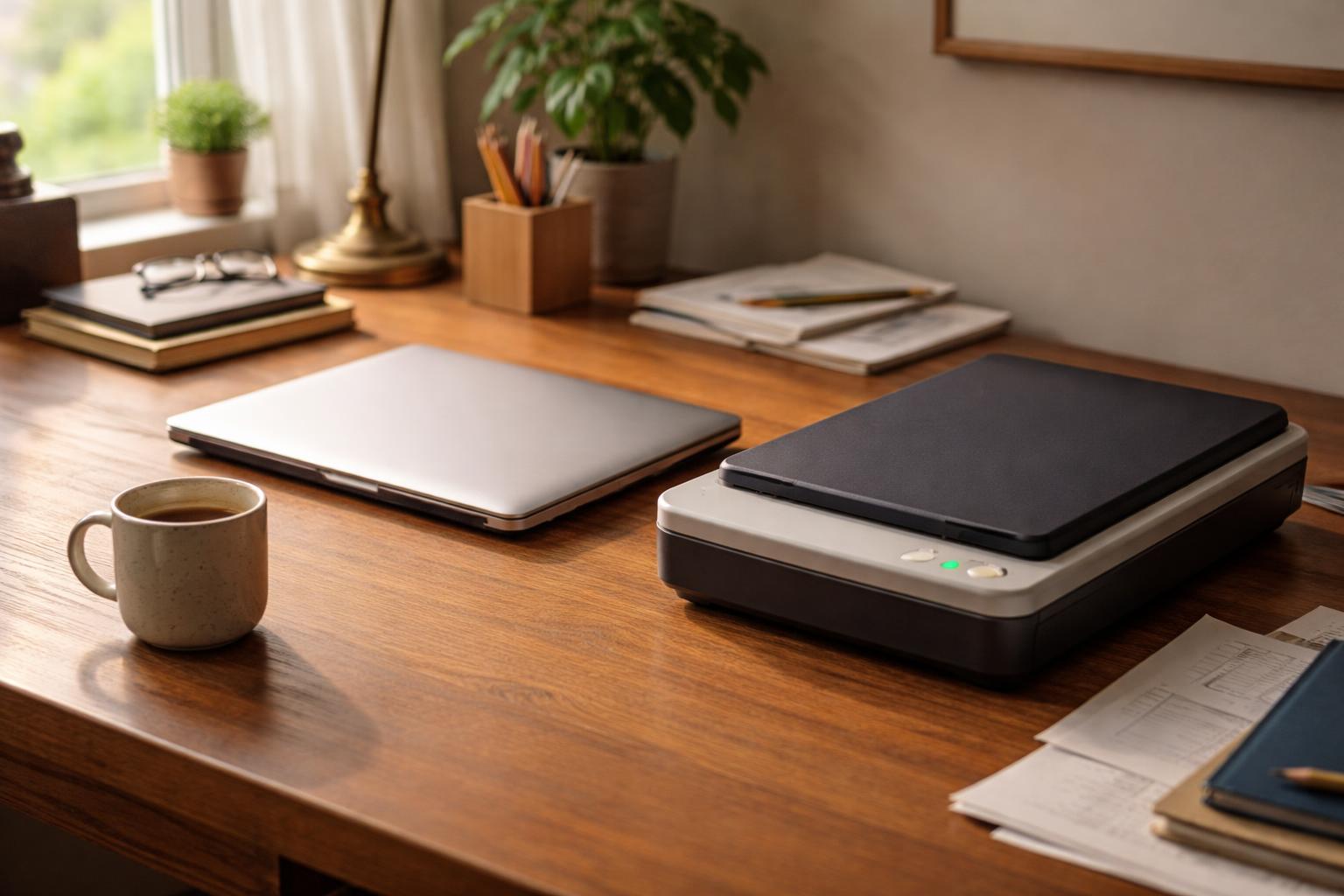 Personne qui envoie un document depuis son ordinateur portable