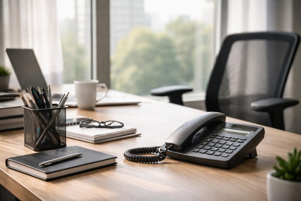 Salarié au téléphone avec sa carte de tiers payant WTW
